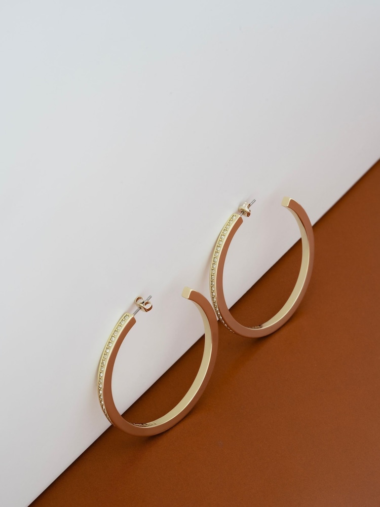 Karen Millen Large Crystal Hoop Earrings - Image 2 of 5