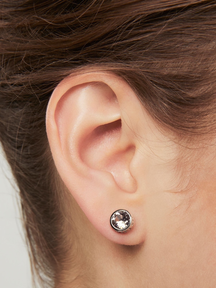 Karen Millen Silver Tone Crystal Dot Stud Earrings - Image 1 of 5