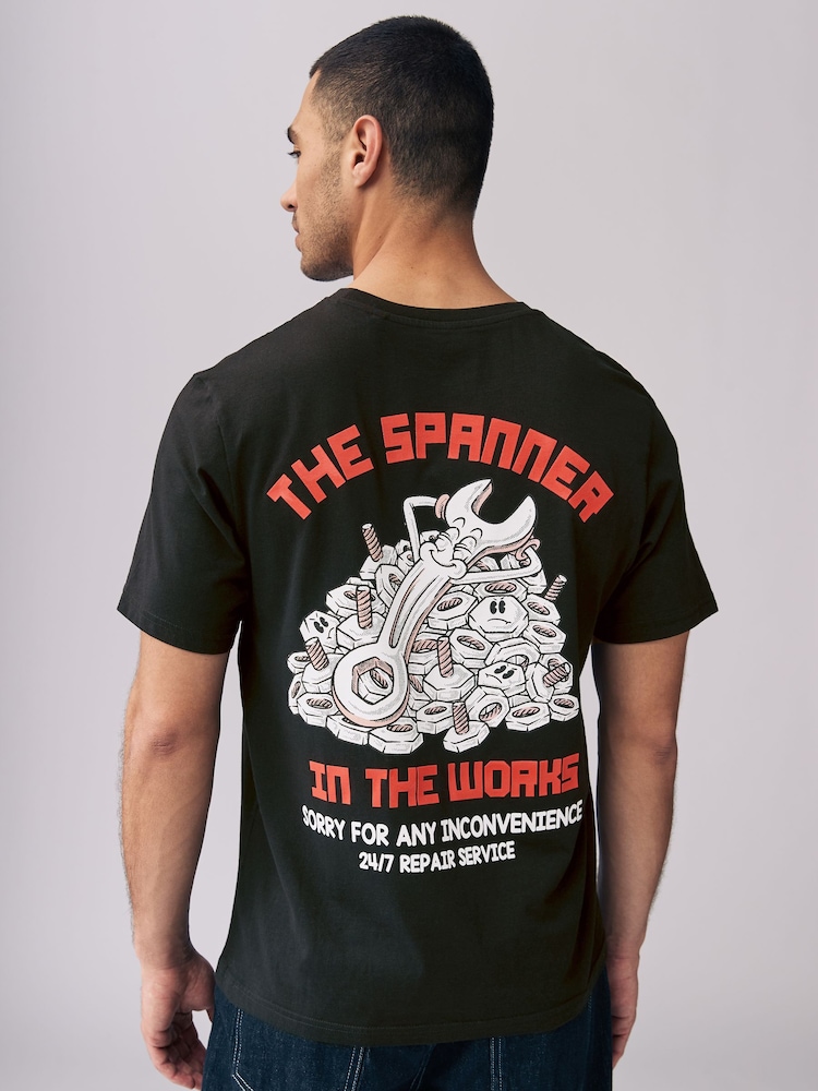Black Regular Fit Graphic Print T-Shirt - Image 2 of 7