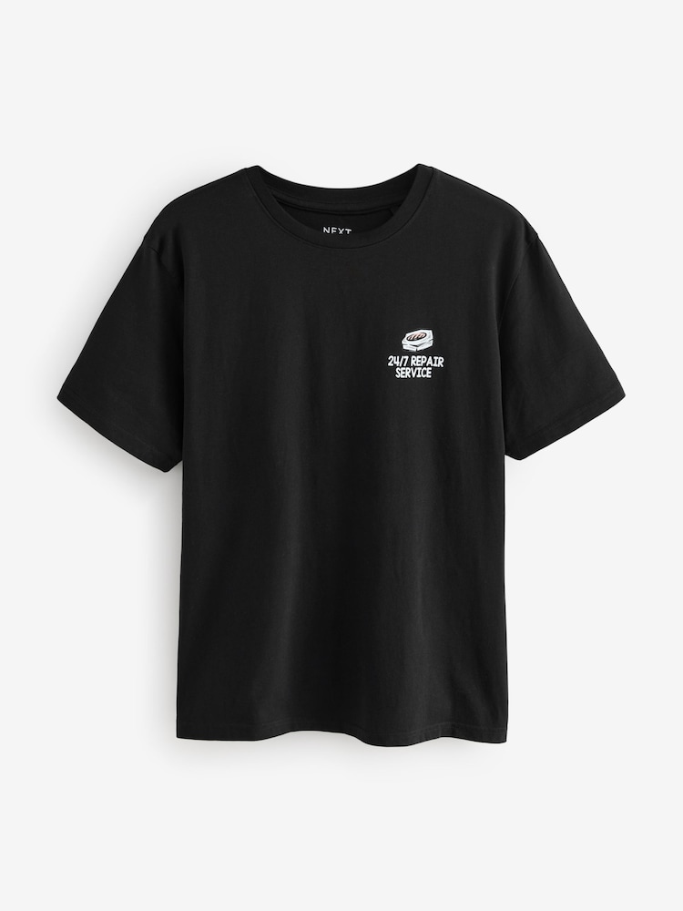Black Regular Fit Graphic Print T-Shirt - Image 4 of 7