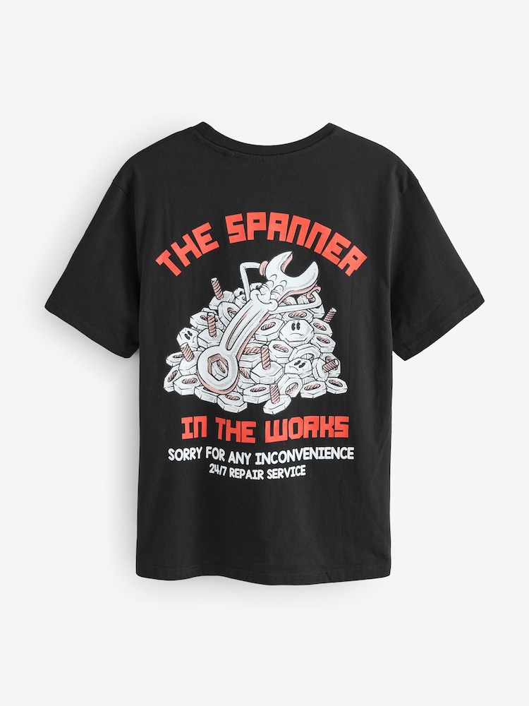 Black Regular Fit Graphic Print T-Shirt - Image 5 of 7