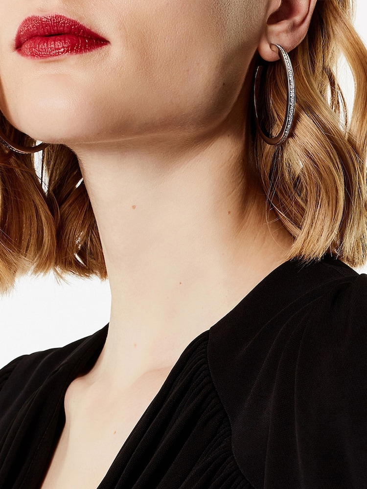 Karen Millen Large Crystal Hoop Earrings - Image 1 of 5