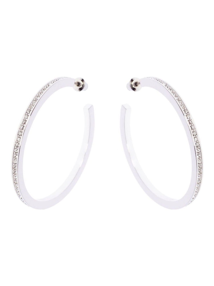 Silber - Karen Millen Large Crystal Hoop Earrings - Bild 5 von 5 Silber - Karen Millen Large Crystal Hoop Earrings - Bild 5 von 5