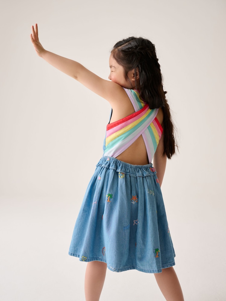 Little Bird by Jools Oliver Chambray Blue Woven 100% Cotton Cut Out Dress - Image 1 of 5 Little Bird by Jools Oliver Chambray Blue Woven 100% Cotton Cut Out Dress - Image 1 of 5