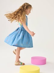 Little Bird by Jools Oliver Chambray Blue Woven 100% Cotton Cut Out Dress - Image 2 of 3