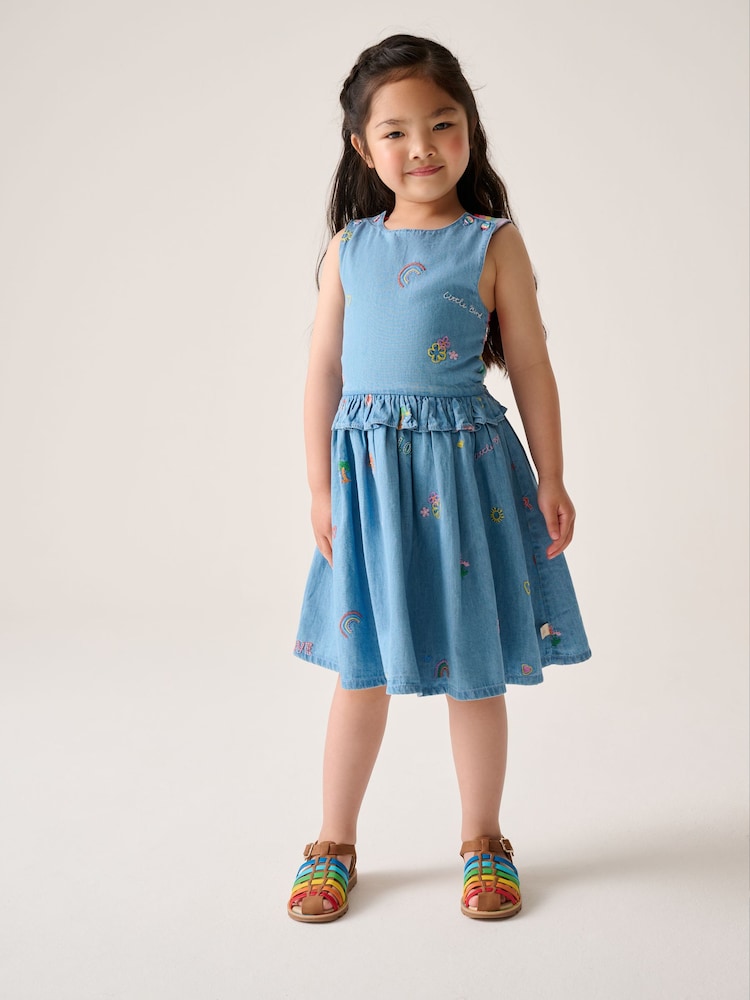 Little Bird by Jools Oliver Chambray Blue Woven 100% Cotton Cut Out Dress - Image 2 of 5 Little Bird by Jools Oliver Chambray Blue Woven 100% Cotton Cut Out Dress - Image 2 of 5