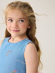 Little Bird by Jools Oliver Chambray Blue Woven 100% Cotton Cut Out Dress - Image 3 of 3
