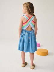 Little Bird by Jools Oliver Chambray Blue Woven 100% Cotton Cut Out Dress - Image 5 of 5