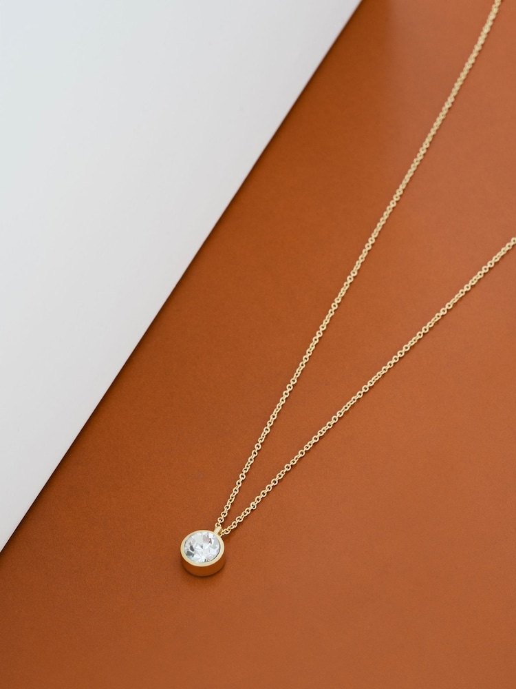 Dorado - Karen Millen Silver Tone Crystal Dot Pendant Necklace - Imagen 5 de 5