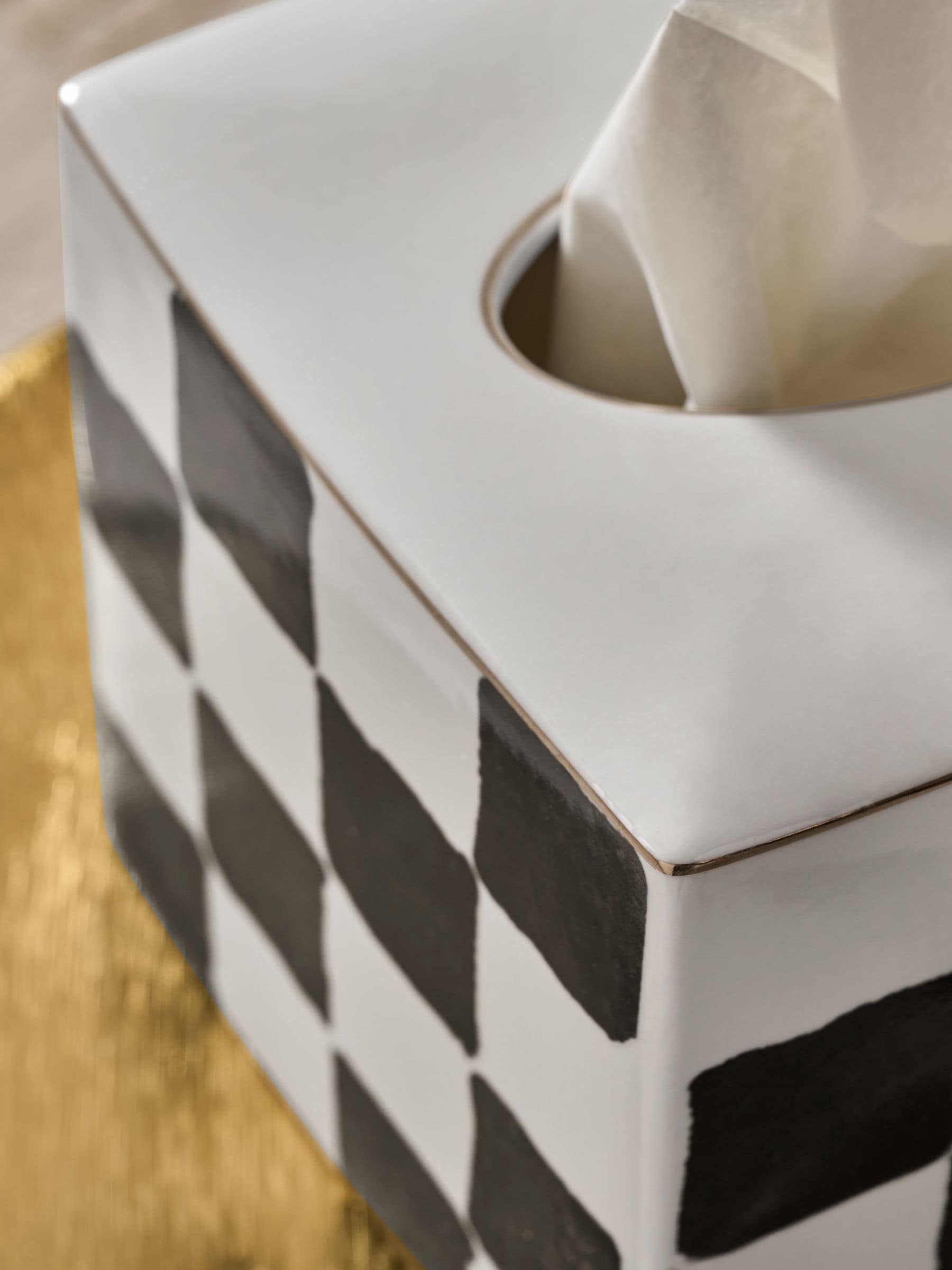 Buy White/Black Check Ceramic Tissue Box from the Next UK online shop