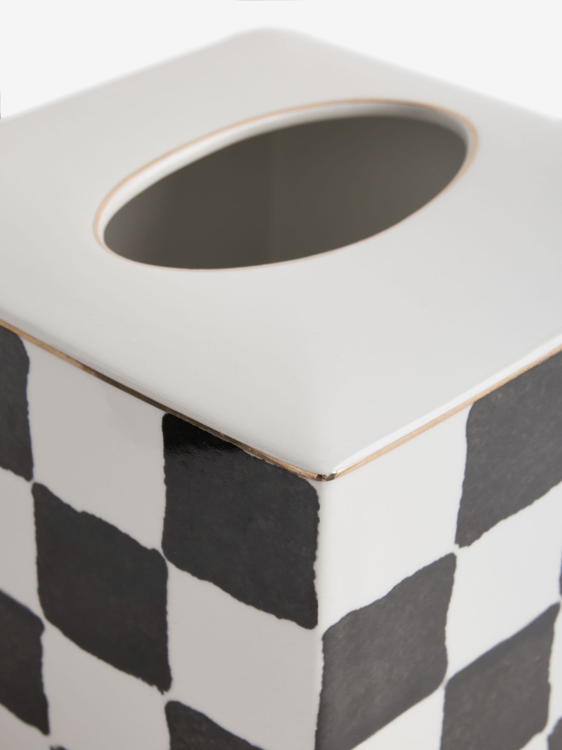 Buy White/Black Check Ceramic Tissue Box from the Next UK online shop