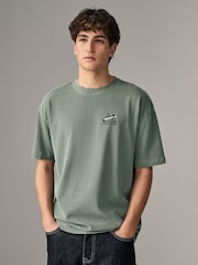 Green Wash Relaxed Fit Graphic Print Heavyweight T-Shirt - Image 1 of 9