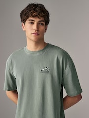 Green Wash Relaxed Fit Graphic Print Heavyweight T-Shirt - Image 5 of 9