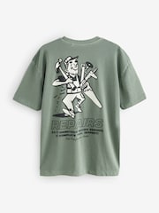 Green Wash Relaxed Fit Graphic Print Heavyweight T-Shirt - Image 7 of 9
