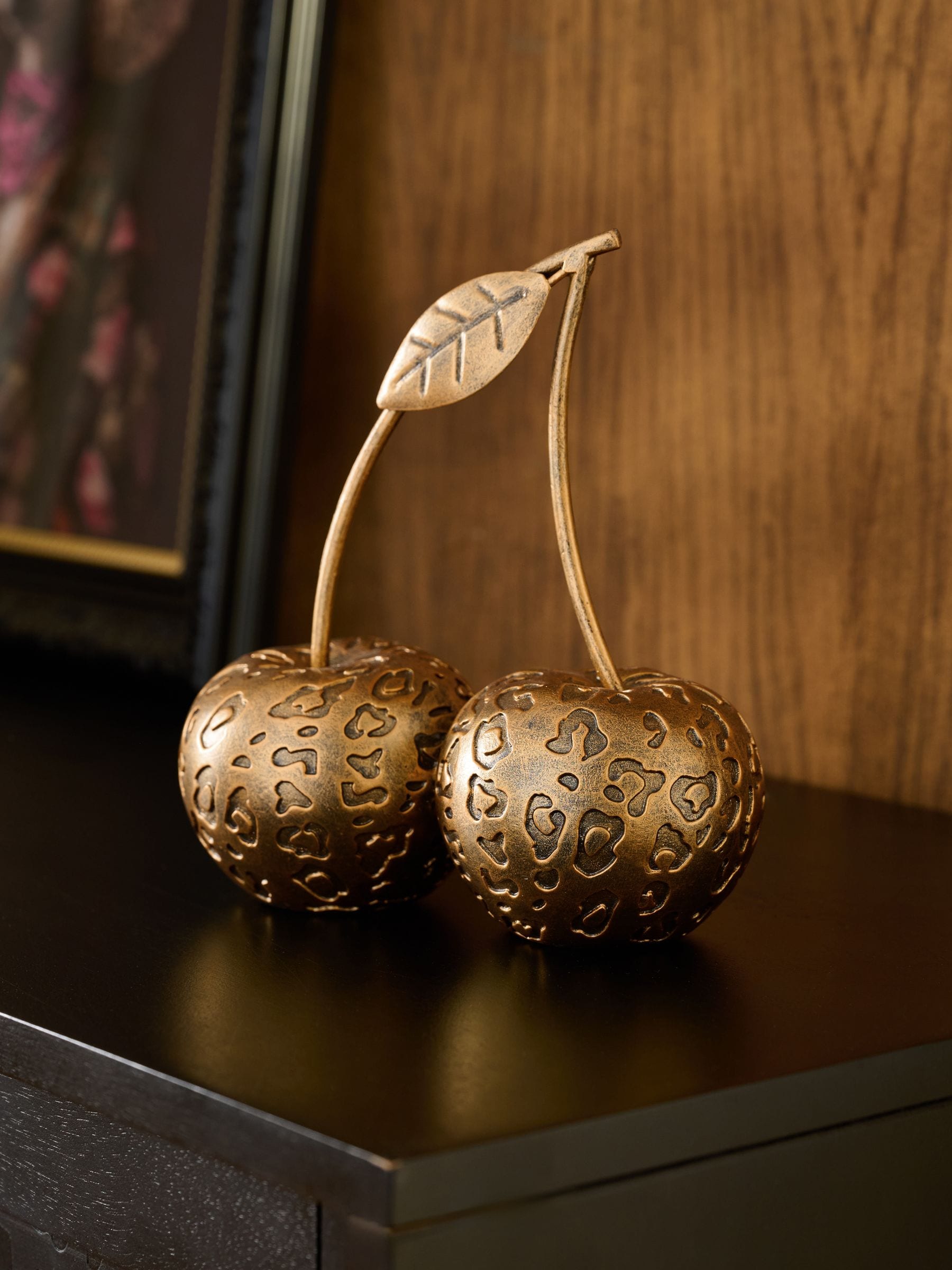 Buy Gold Leopard Embossed Cherries Ornament from Next Netherlands