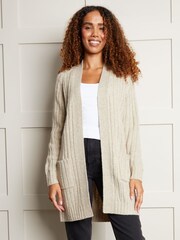 Threadbare Natural Longline Knitted Cardigan - Image 1 of 4