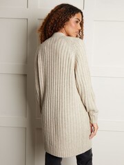 Threadbare Natural Longline Knitted Cardigan - Image 2 of 4
