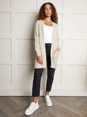 Threadbare Natural Longline Knitted Cardigan - Image 3 of 4