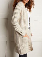 Threadbare Natural Longline Knitted Cardigan - Image 4 of 4