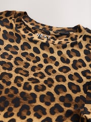 Leopard Print Soft Touch Ribbed Short Sleeve T-Shirt with TENCEL™ Lyocell - Image 6 of 6