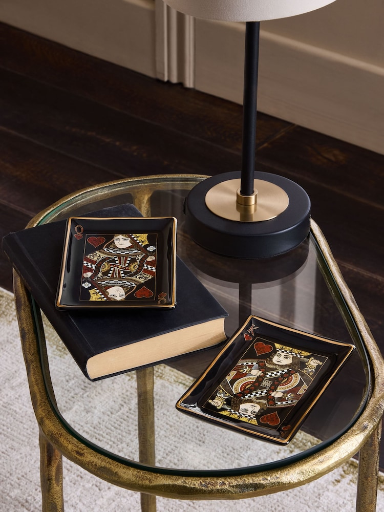 Set of 2 Multi King and Queen Playing Cards Ceramic Trinket Dishes - Image 1 of 2 Set of 2 Multi King and Queen Playing Cards Ceramic Trinket Dishes - Image 1 of 2