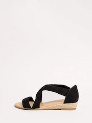 Friends Like These Black Standard Fit Cross Strap Comfort Low Wedge Sandals - Image 5 of 5