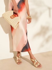 Friends Like These Gold Standard Fit Cross Strap Comfort Low Wedge Sandals - Image 3 of 5