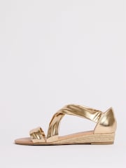 Friends Like These Gold Standard Fit Cross Strap Comfort Low Wedge Sandals - Image 5 of 5