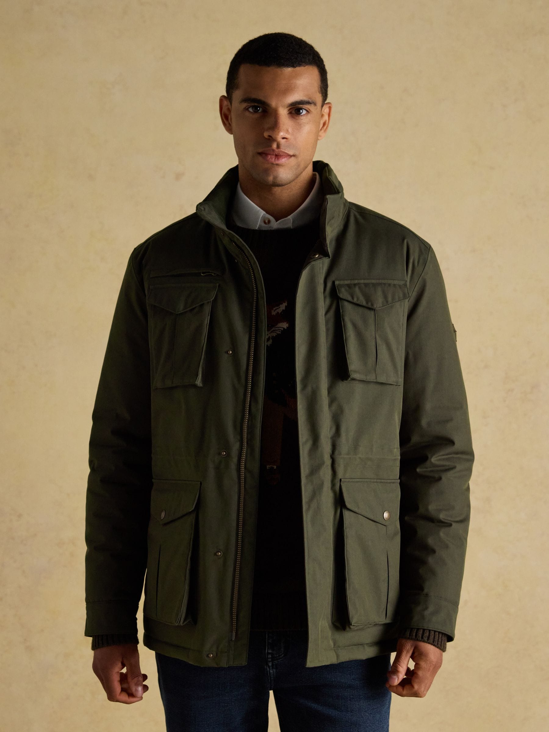 Buy Joules Beckett Green Waterproof Field Coat With Packable Hood