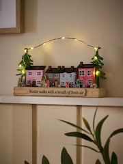 Multicolour Light Up Wooden Winter House Scene - Image 1 of 6