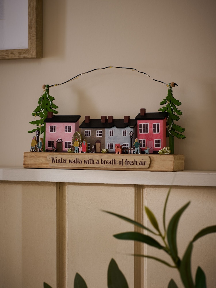 Multicolour Light Up Wooden Winter House Scene - Image 2 of 6