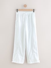 White 100% Cotton Double Cloth Pull On Harem Trousers - Image 1 of 3