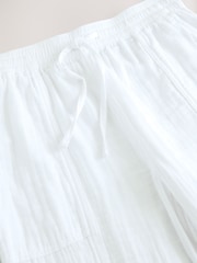 White 100% Cotton Double Cloth Pull On Harem Trousers - Image 3 of 3