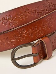 FatFace Tan Brown Embossed Leather Belt - Image 2 of 2