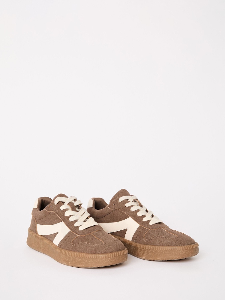 Friends Like These Brown Lace-Up Retro Gumsole Sports Trainers - Image 2 of 5
