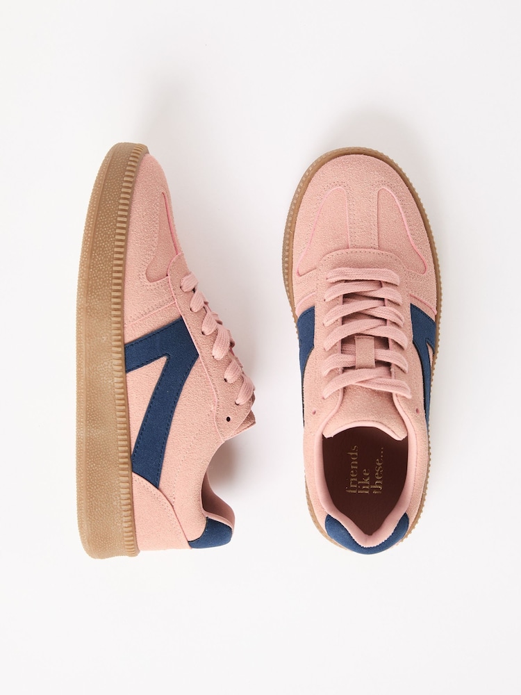 Friends Like These Pink Lace-Up Retro Gumsole Sports Trainers - Image 1 of 5