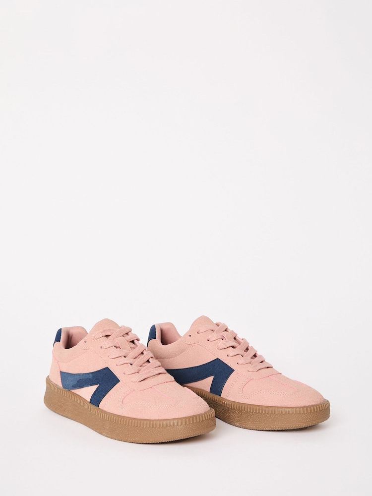Friends Like These Pink Lace-Up Retro Gumsole Sports Trainers - Image 2 of 5