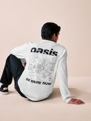 Blanc - T-shirt 100% coton Oasis à manches longues - Image 1 of 11
