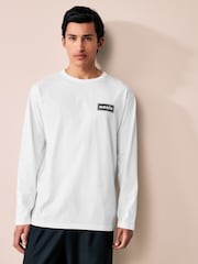 Blanc - T-shirt 100% coton Oasis à manches longues - Image 2 of 11