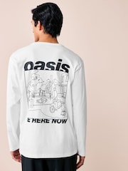 Blanc - T-shirt 100% coton Oasis à manches longues - Image 3 of 11