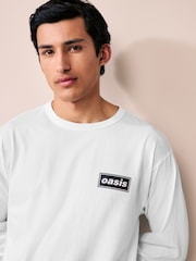 Blanc - T-shirt 100% coton Oasis à manches longues - Image 5 of 11