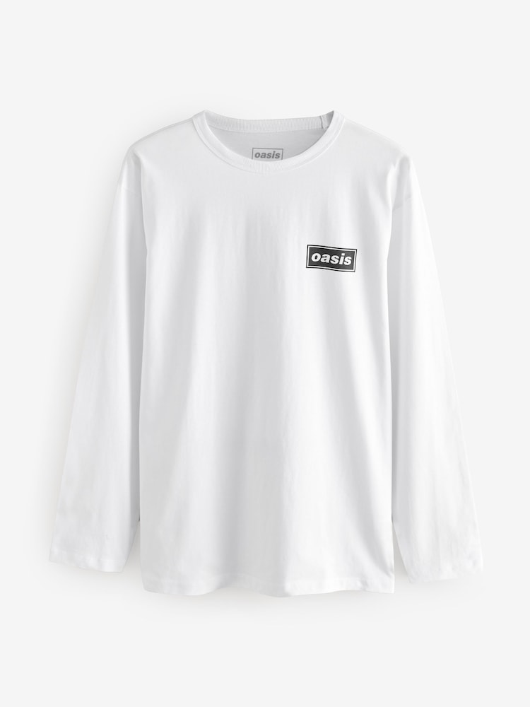 Blanc - T-shirt 100% coton Oasis à manches longues - Image 7 of 11