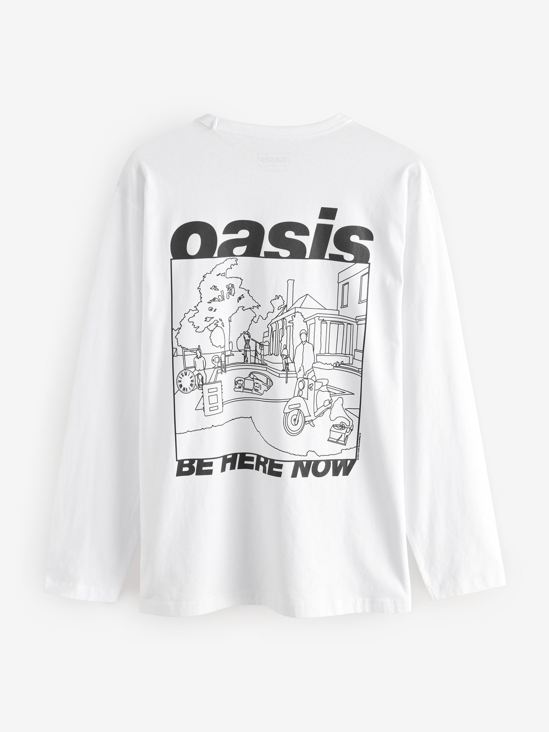 Buy White 100% Cotton Oasis Long Sleeve Graphic Band T-Shirt