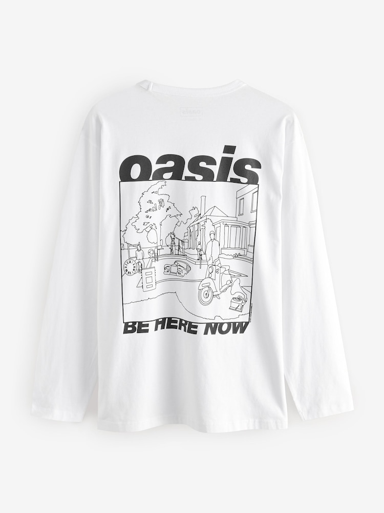 Blanc - T-shirt 100% coton Oasis à manches longues - Image 8 of 11
