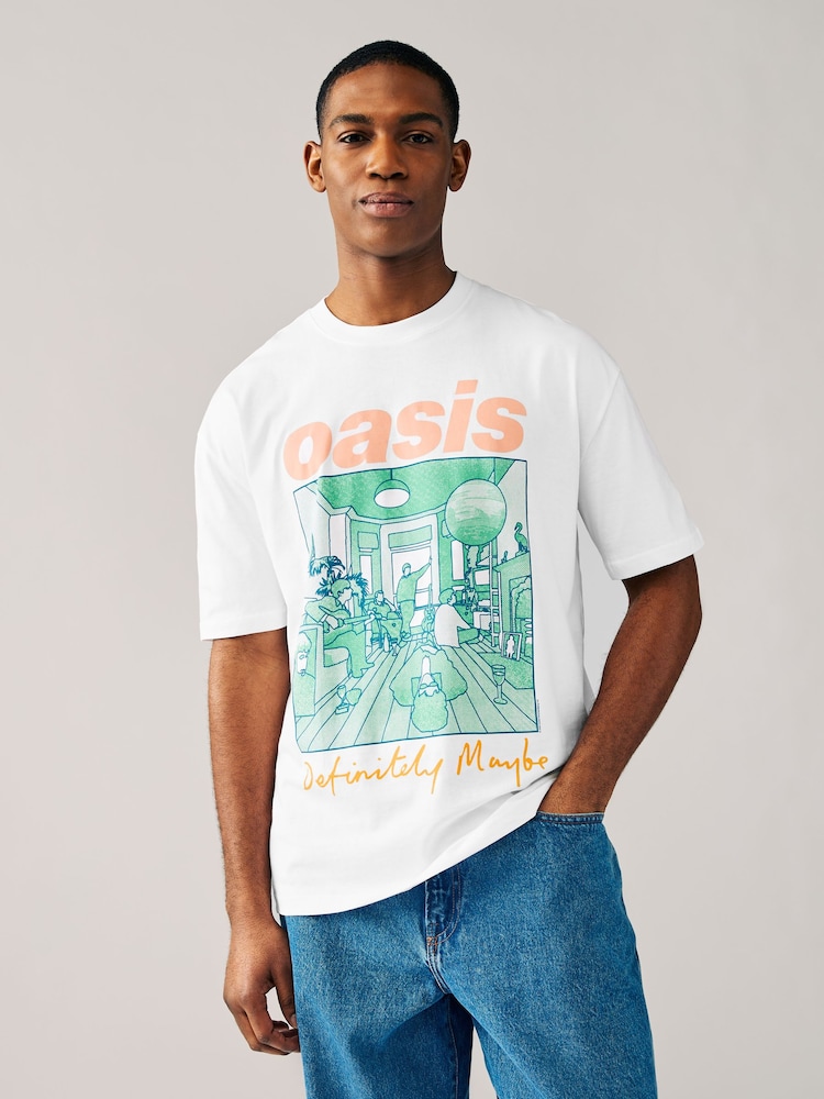 Hvit farge - T-skjorte med Oasis Graphic Band 100% bomull - Bilde 1 av 1