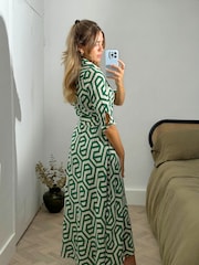 Style Cheat Green Daphne Belted Shirt Dress - Image 2 of 4