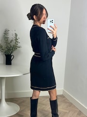 Preto - Style Cheat de malha com decote em contraste e Calla Short Dress - Imagem 3 de 4