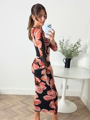 Style Cheat Black Large Scale Floral Large Scale Floral Maeva Mesh Maxi Dress - Image 3 of 4