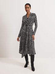 Phase Eight Black Caitlin Printed Mesh Dress - Image 1 of 7