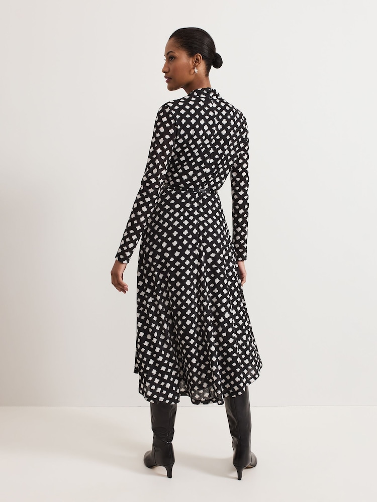 Phase Eight Black Caitlin Printed Mesh Dress - Image 2 of 7
